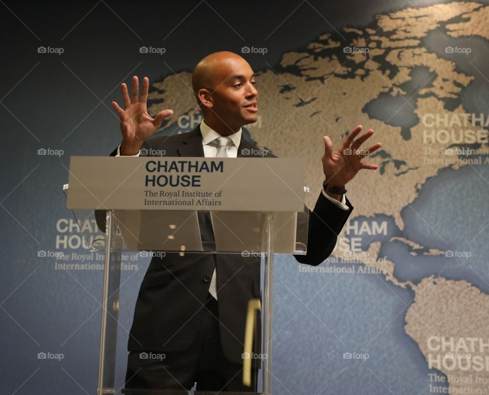 Labour Party MP Chuka Umunna giving a speech on Britain's role in the world after the Brexit vote, at Chatham House.