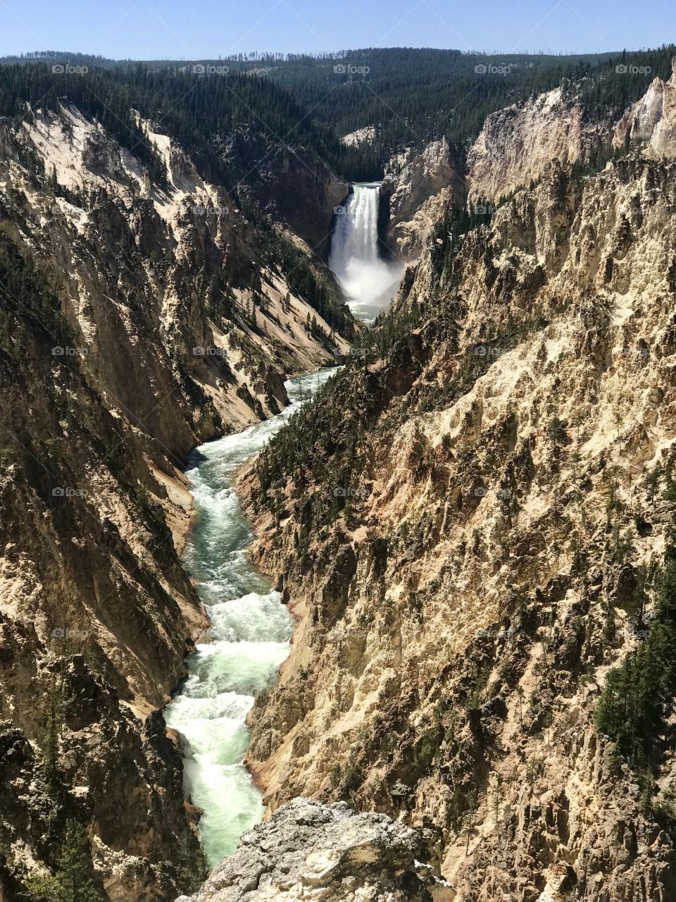 Awe inspiring waterfall, Yellowstone National Park, USA