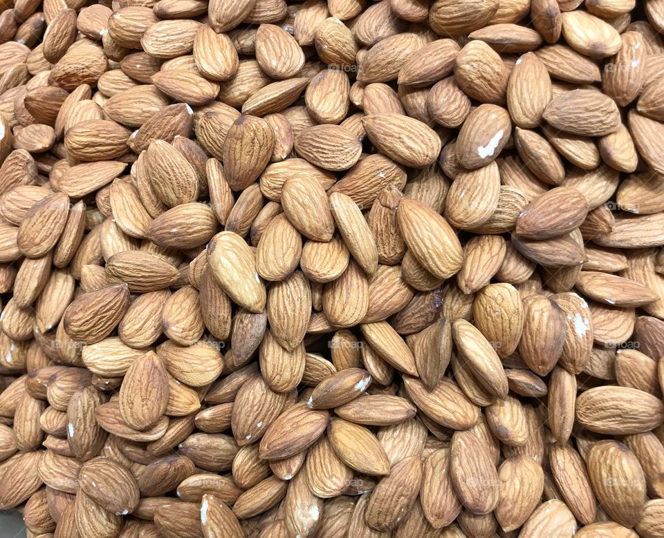 Shelled almonds on display 