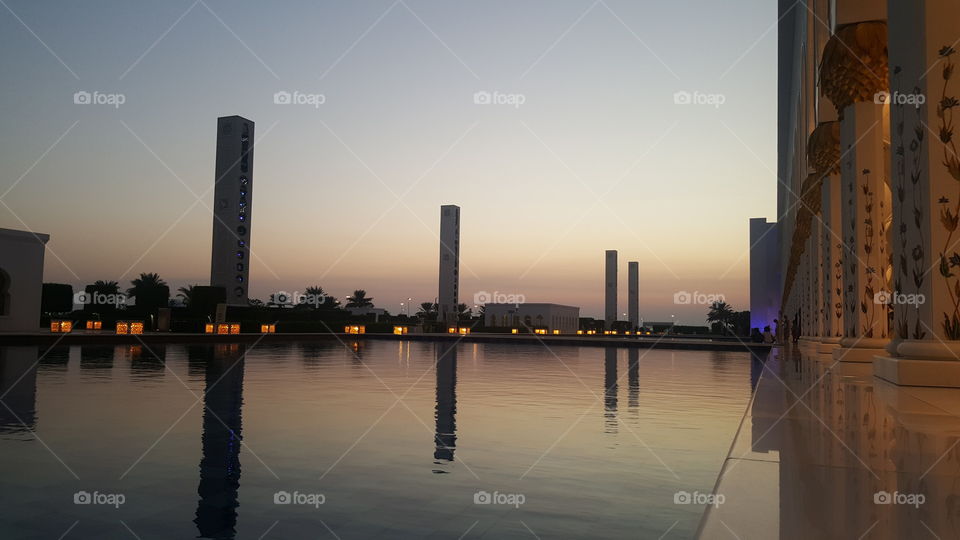 Architecture, City, Sunset, River, No Person