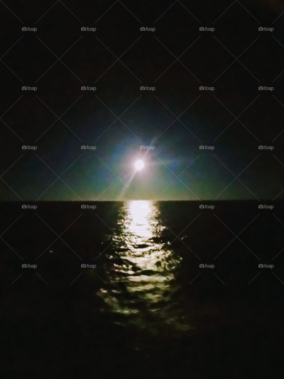 Moonlight Reflecting onto the Sea