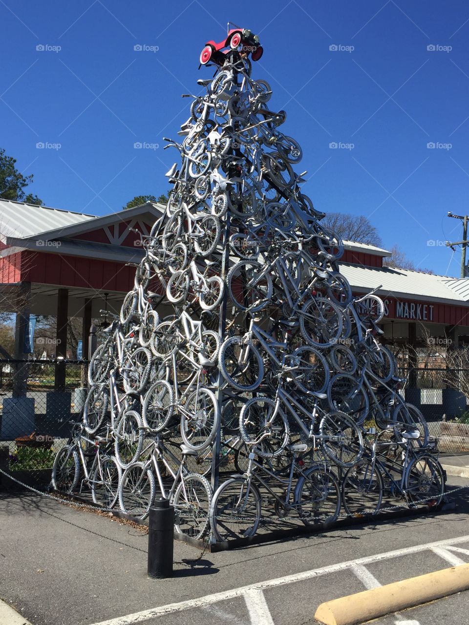 Bike Tower, Recycled Sculpture, Lakeside Farmers Market, Richmond, Virginia