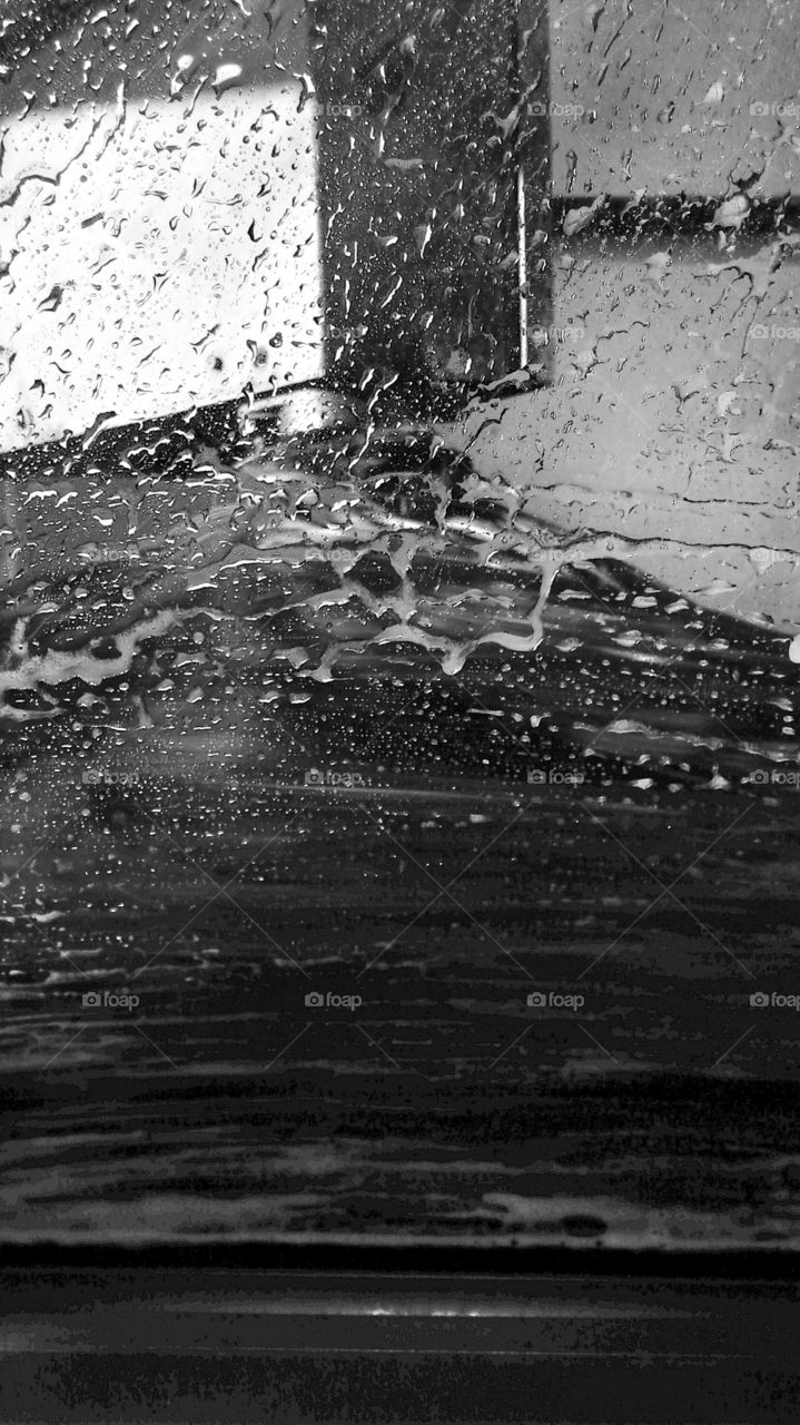 black and white car wash