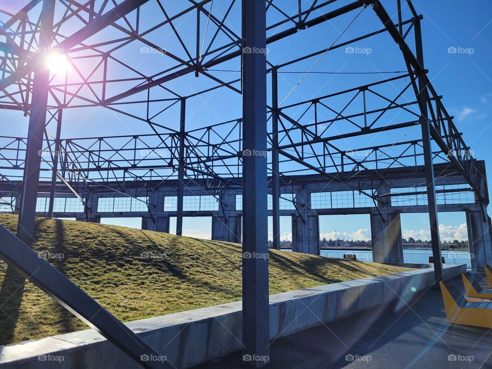 Trestle and grass mound