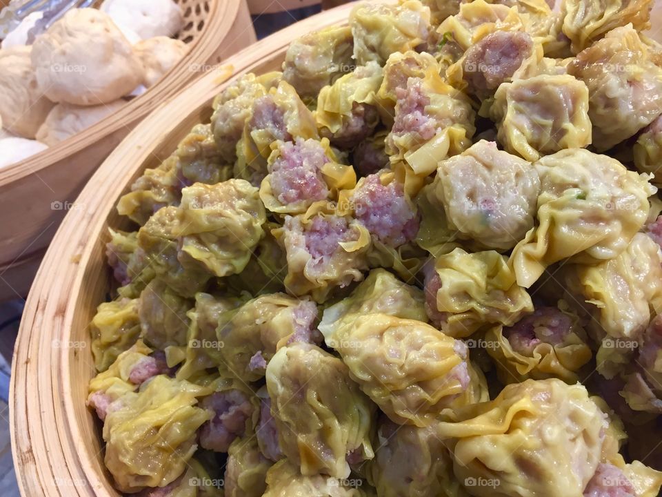 Delicious pork dumpling by street vendor