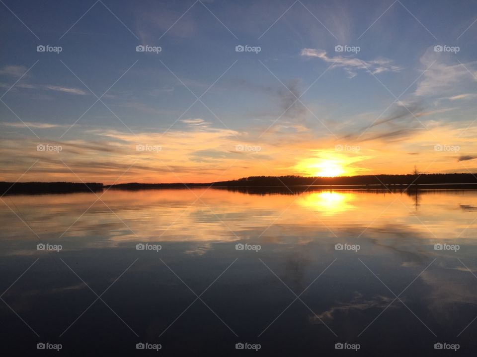 West Point Lake sunset reflection.