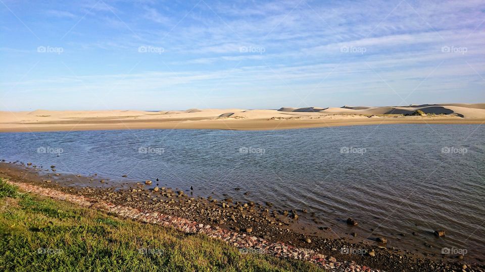 Gamtoos River mouth with sand dunes in South Africa