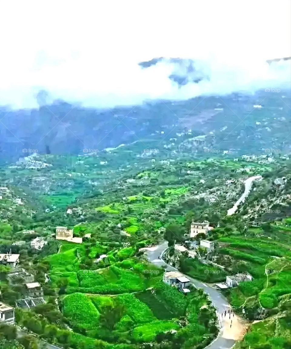 Glory be to God, the magnificent and picturesque view and the natural green trees are a view that is nothing more wonderful than it