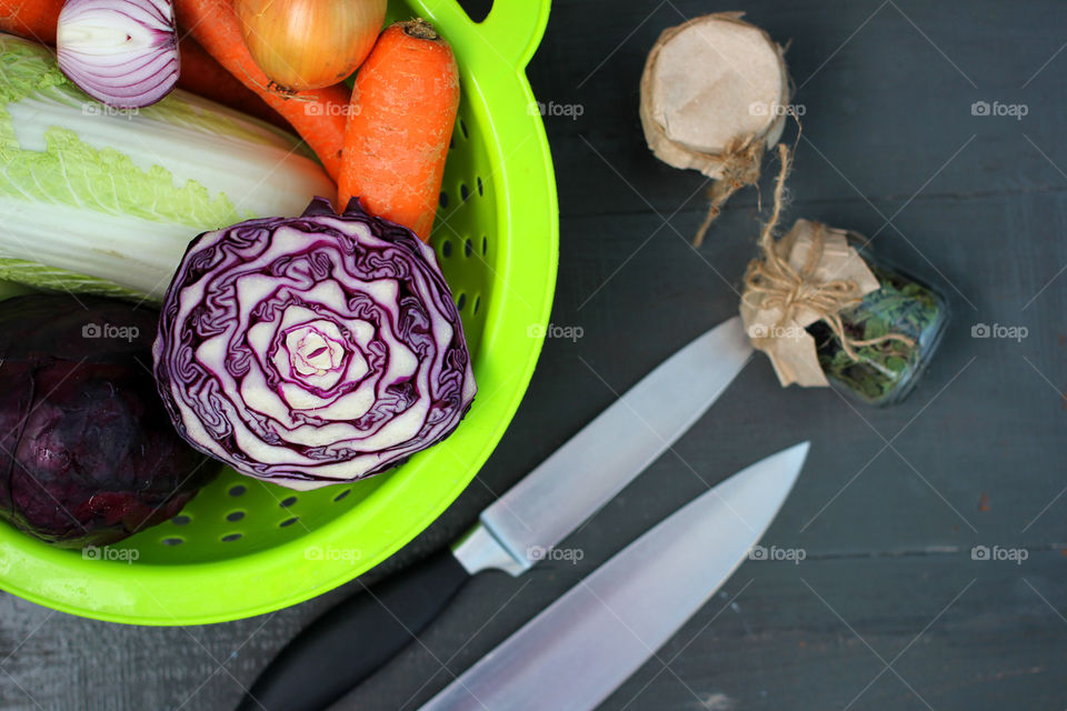 Healthy vegetables in basket