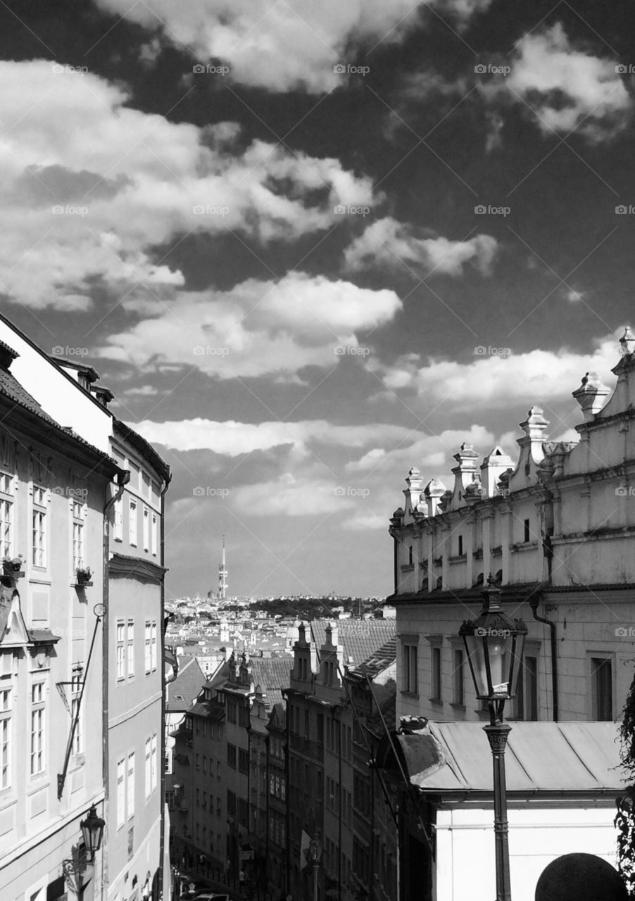 Prague Black and White . From a high place in Prague