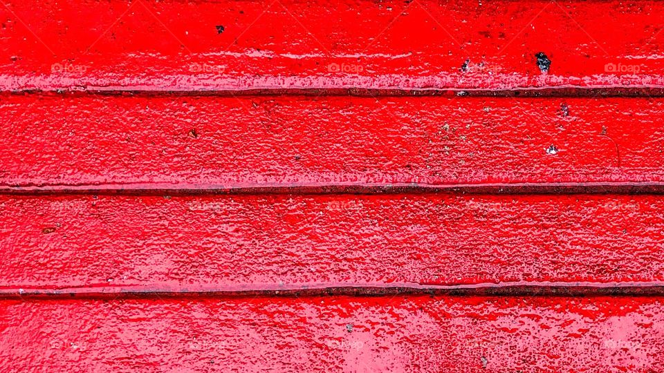 Close-up of red painted bench