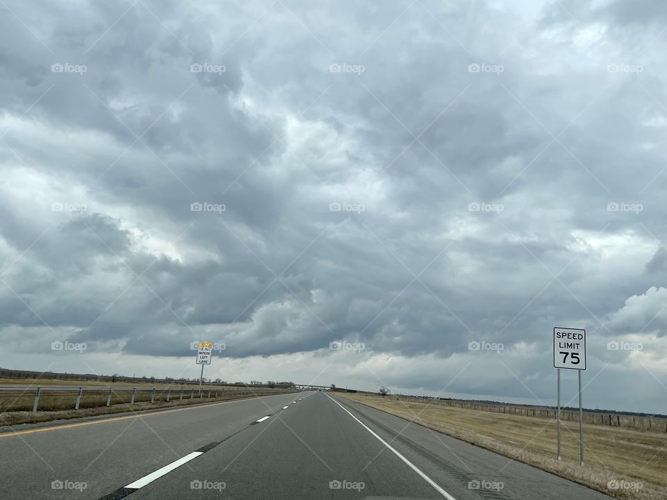 Stormy road on the way to Wichita Ks 