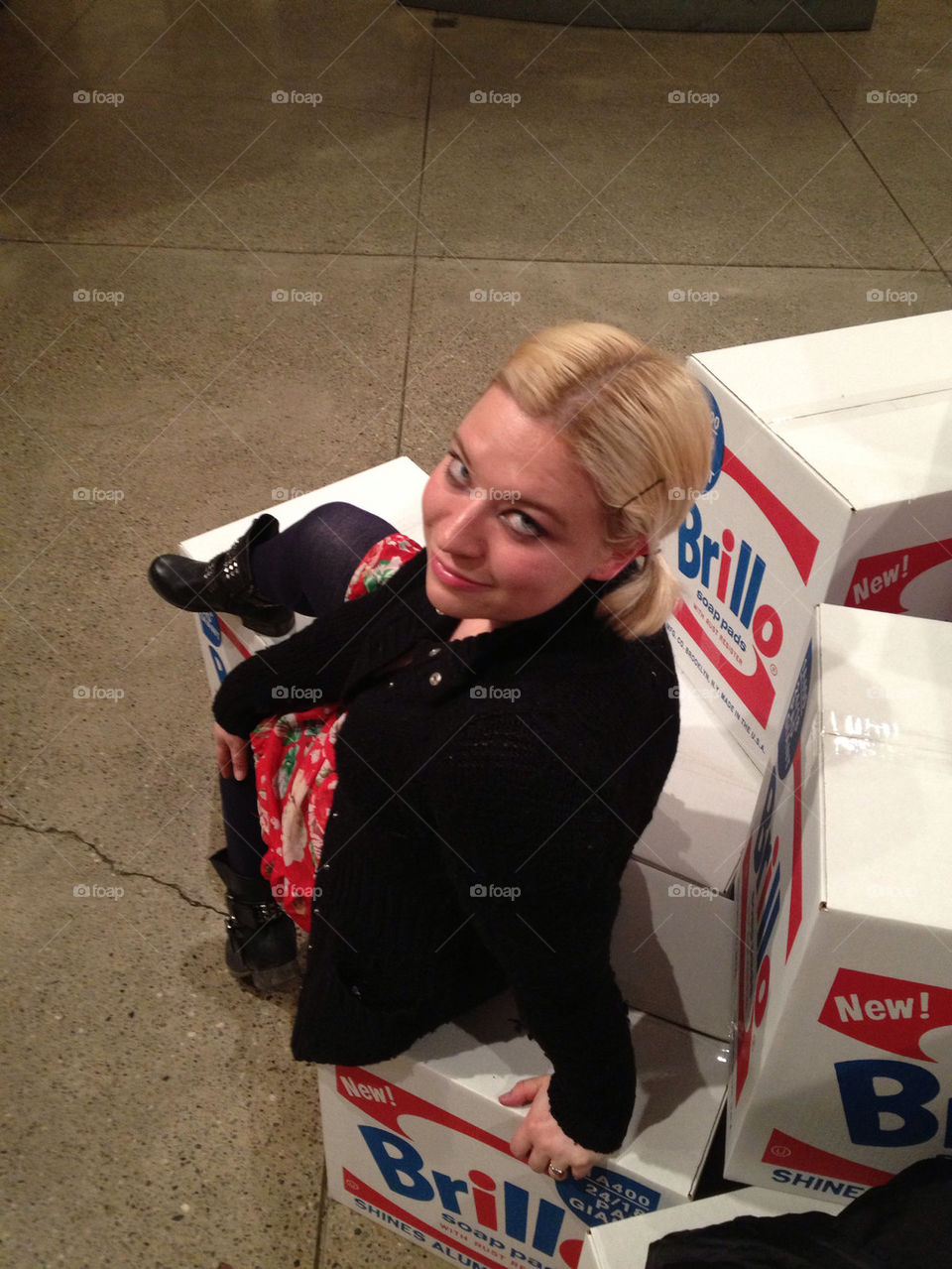 Sitting on Brillo boxes at the Andy Warhol Museum in Pittsburgh, PA!