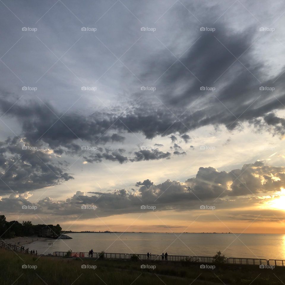 Beautiful sky on warm day at the beach . 