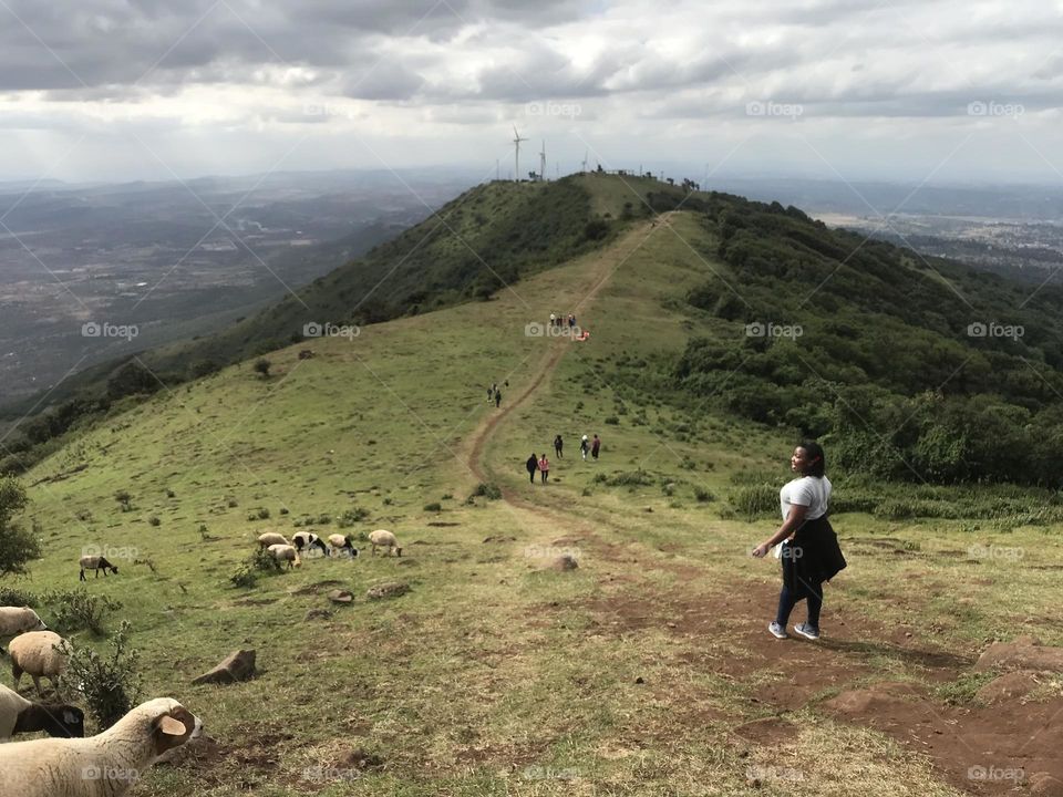 environment landscape hill Cloud Nature sky scenics nature Land beauty in Nature leisure activity Adult Plant one person animal themes plateau Travel full length mammal animal men in Ngong, Kenya