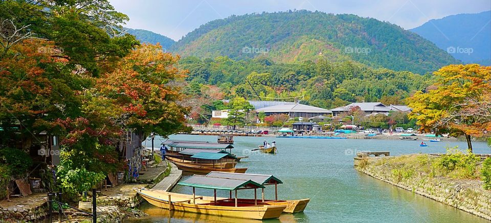 Panoramic view of Arashiyama in autumn