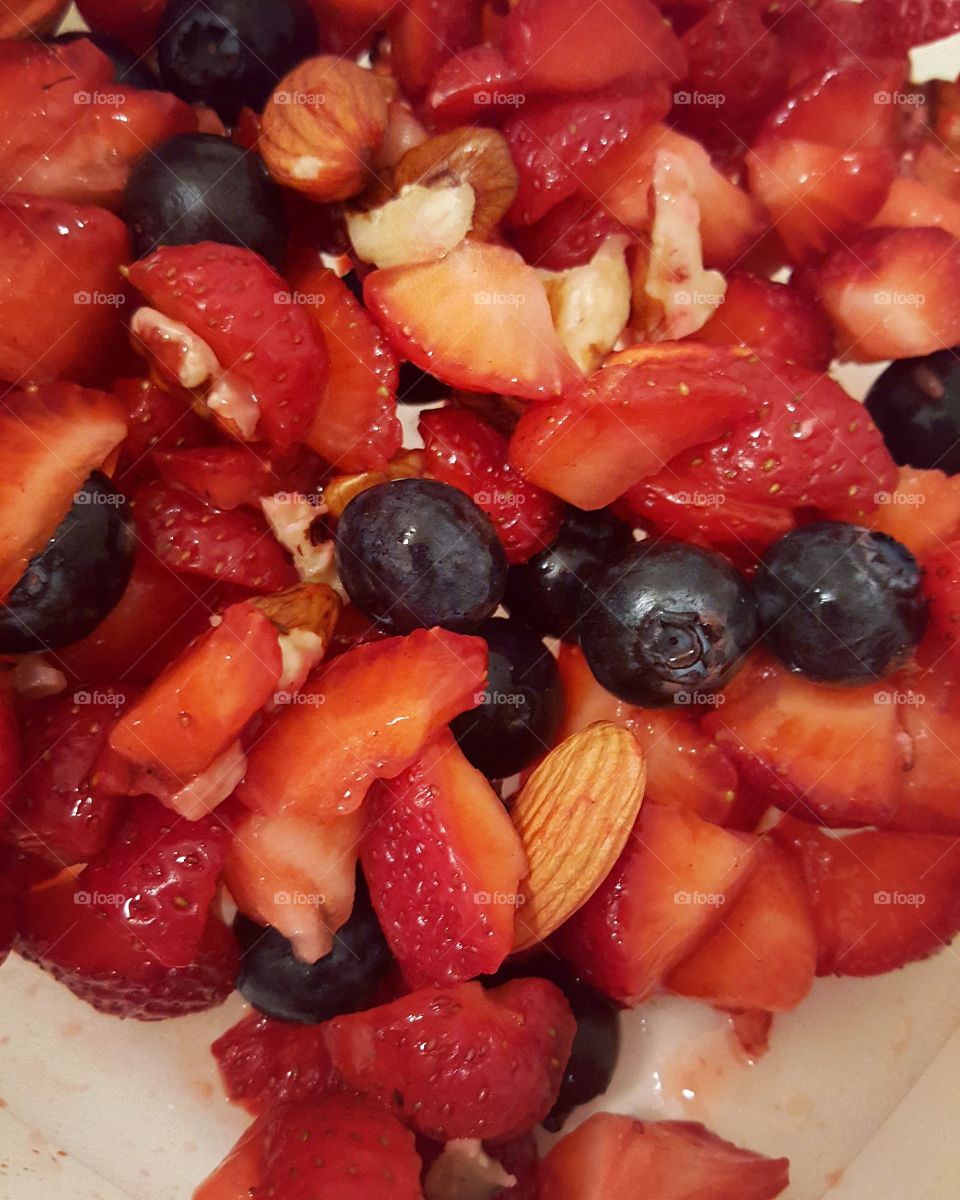 strawberries, almonds and blueberries