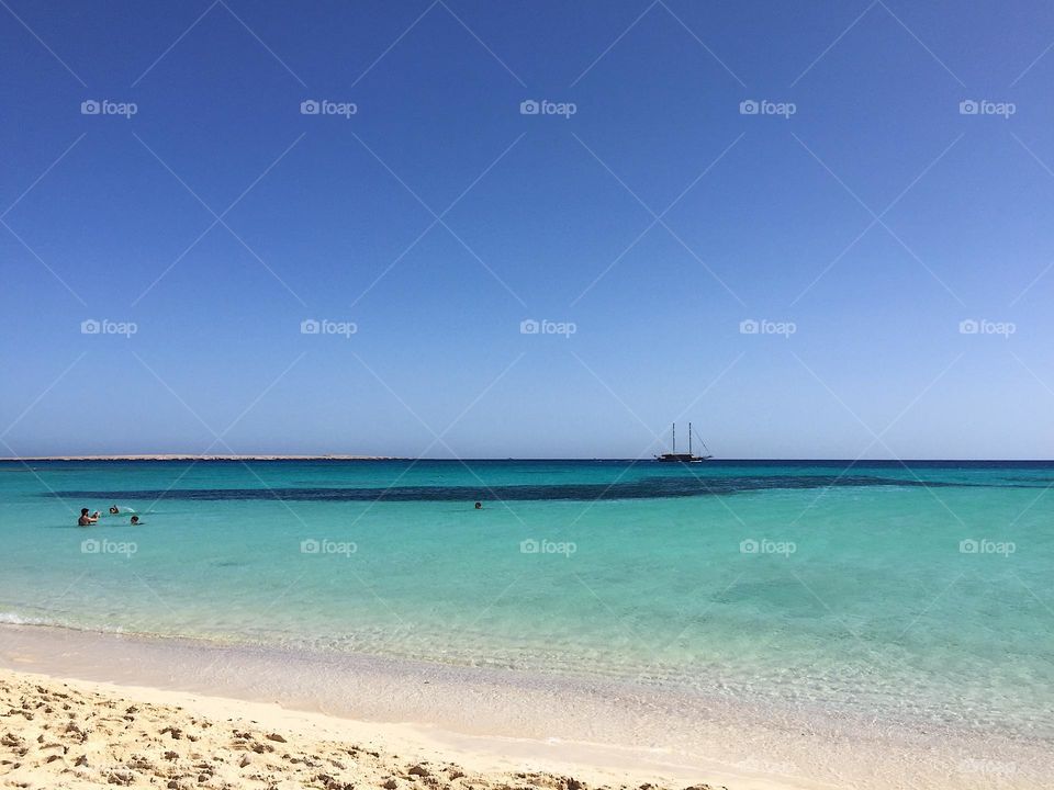 Beautiful blue seaside in one of Hurghada's Orange bay islands