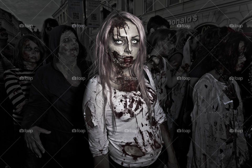 Zombie walk in Sweden. The undead took over the town of Malmö.