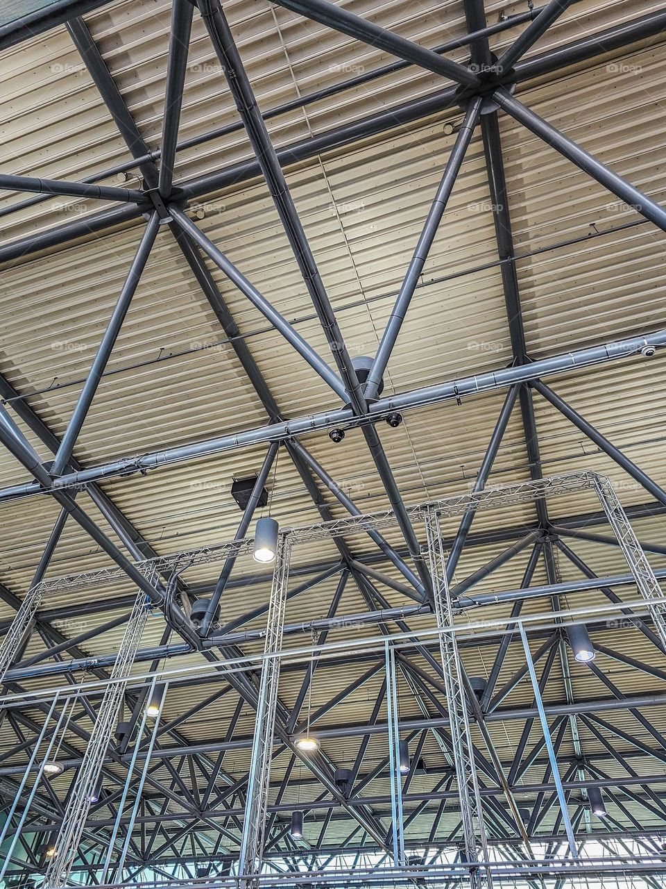 Interior architectural detail of the Oakland Airport ceiling in Oakland California 