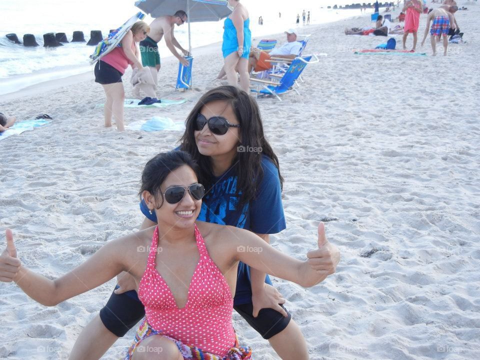 women at the beach