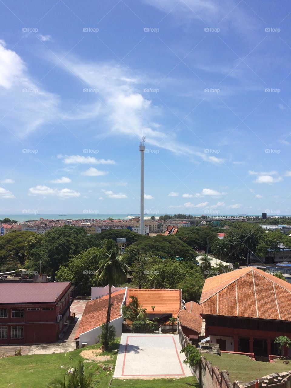 Views of Melaka Unesco old town area from St.Paul's Hill