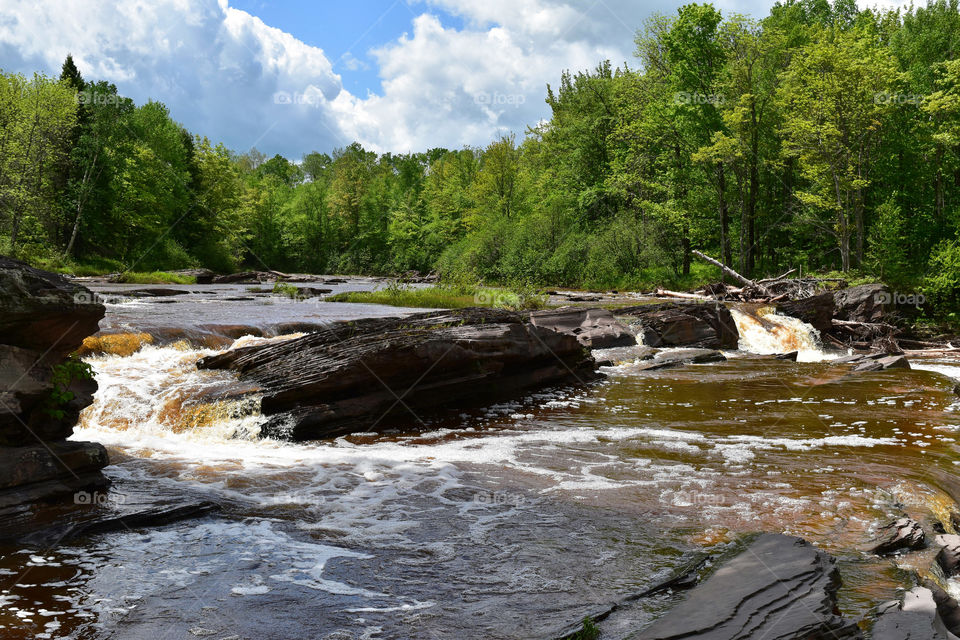 Waterfall on a sunny summer day