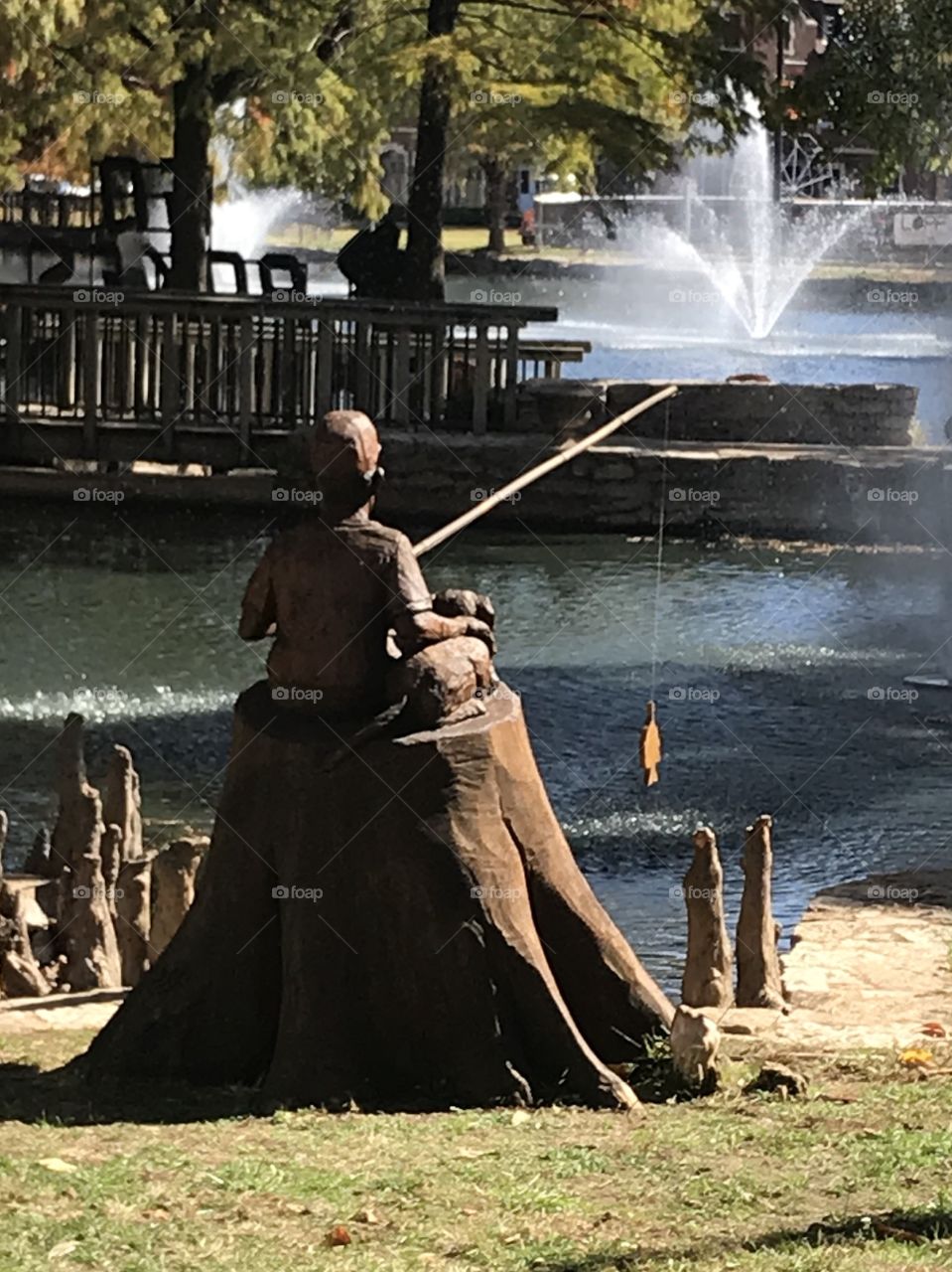 Fishing by the Pond Statue