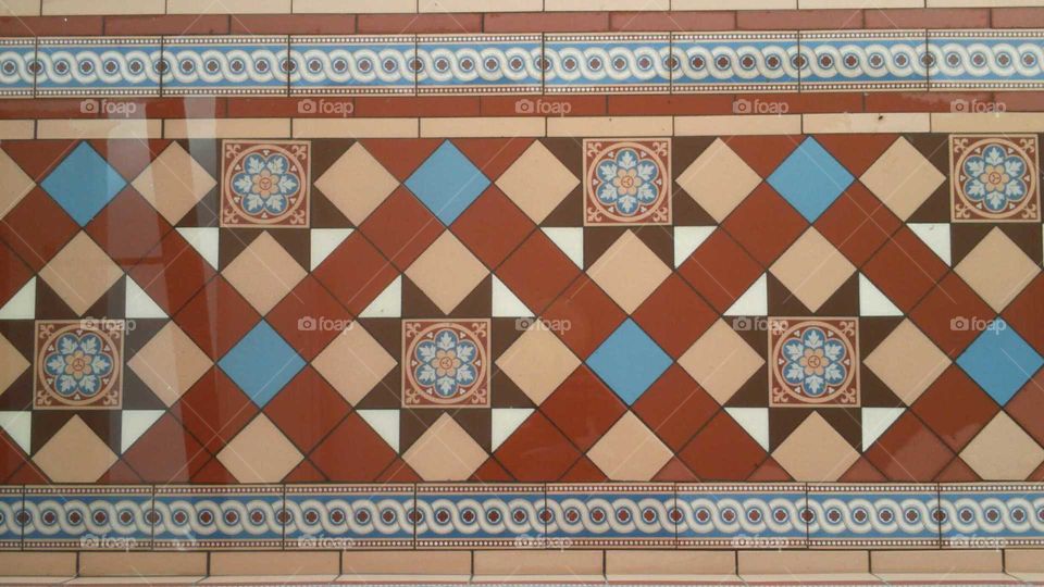 Queens hotel Penzance Cornwall UK tiles at the entrance