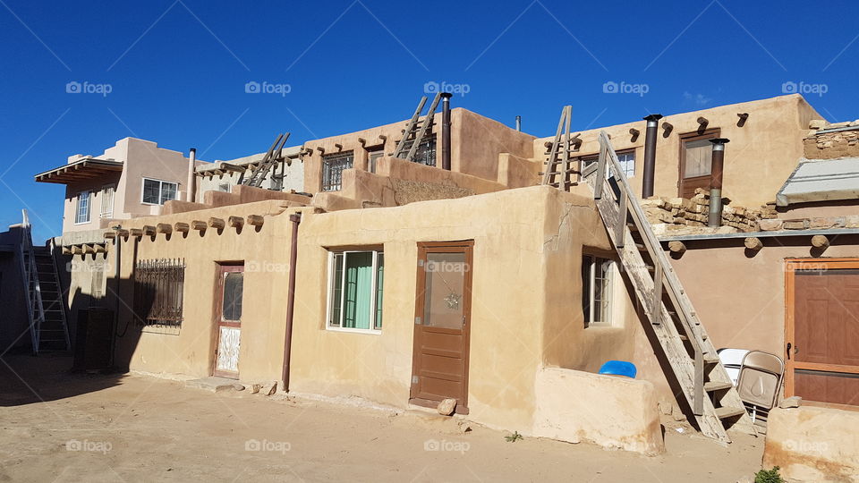 Traditional adobe houses in a little village in New Mexico, USA