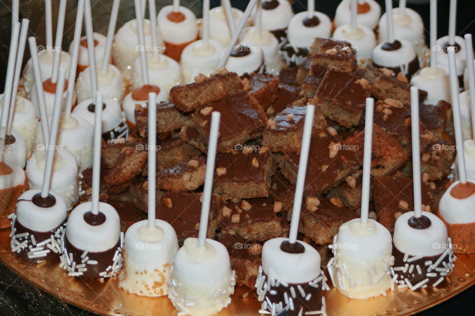 Toffee Bars and Chocolate Dipped Marshmallows 