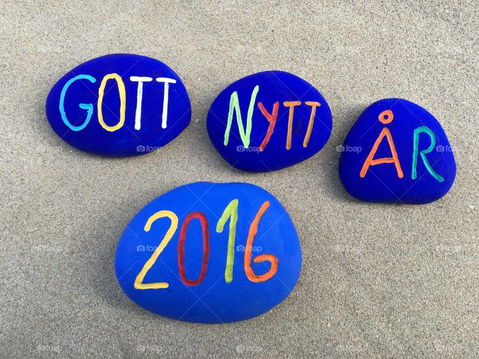 Gott Nytt År 2016,  Happy New Year 2016 on stones