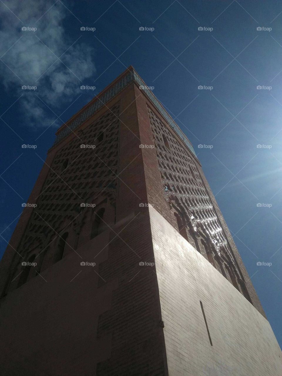 Beautiful architecture:  the minaret of kotoubia mosque at marrakech city in Morocco.