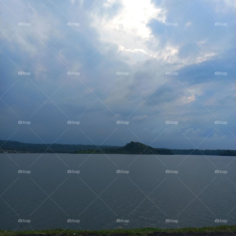 Beautiful view of the lakeside in the evening