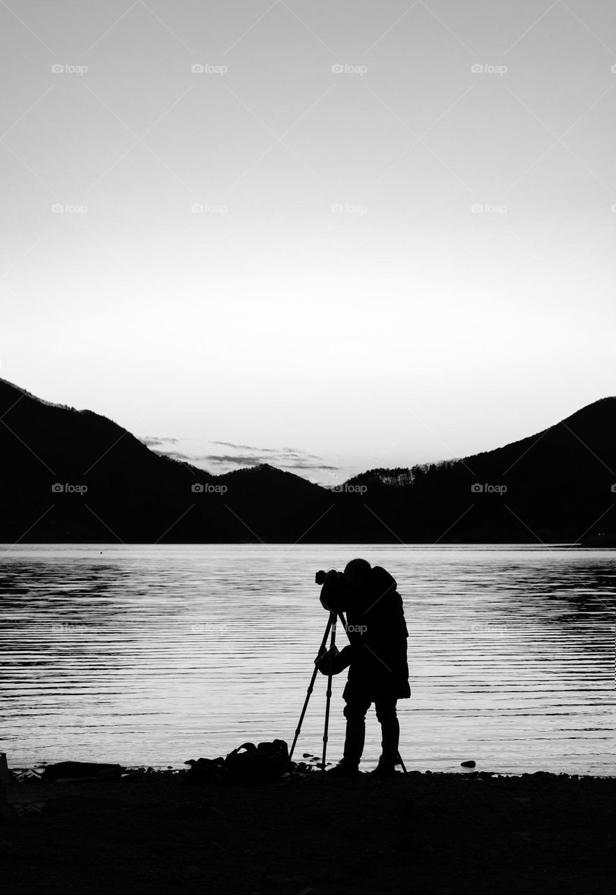 Silhouette scene in the sunset moment