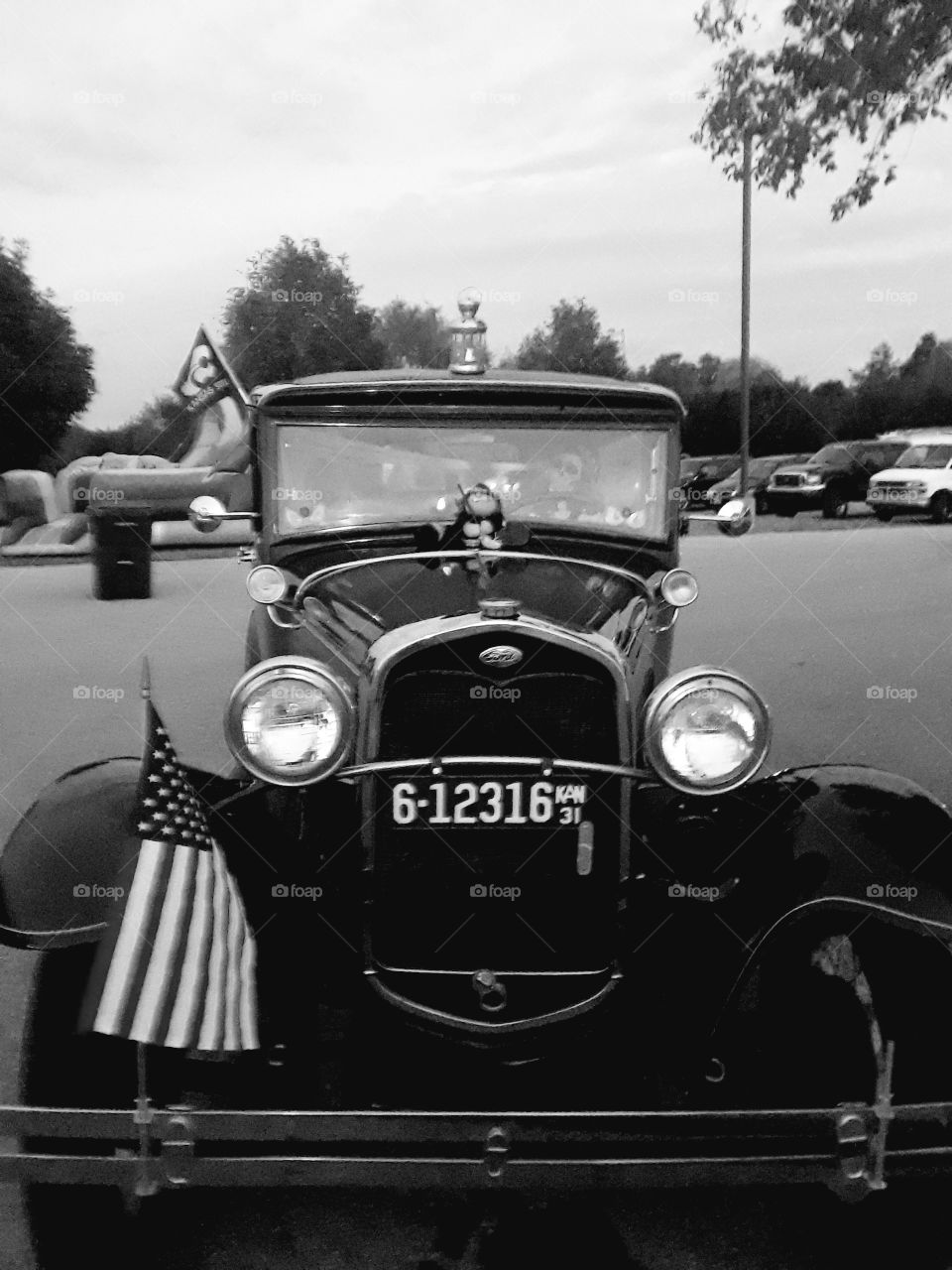 Vintage Car Model T Black and White