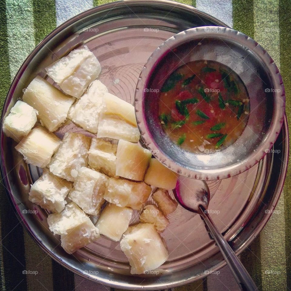 Tapioca and chilly chutney