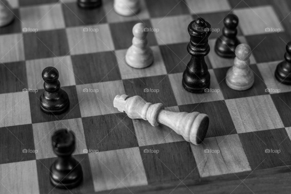 The strategic game of chess. This picture is showing a chess mate.