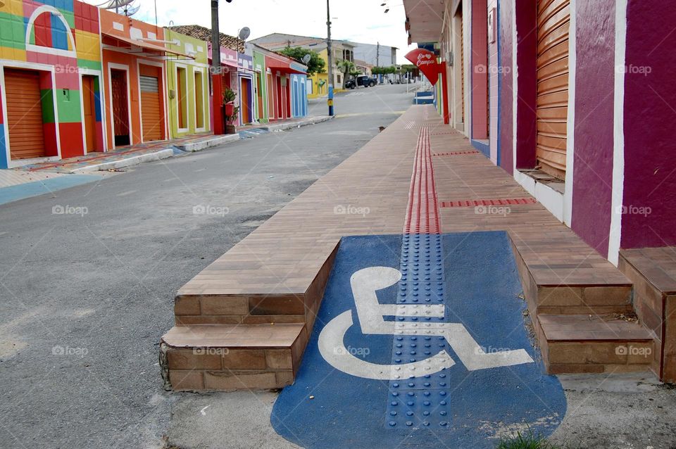 Coloured houses in the street village 