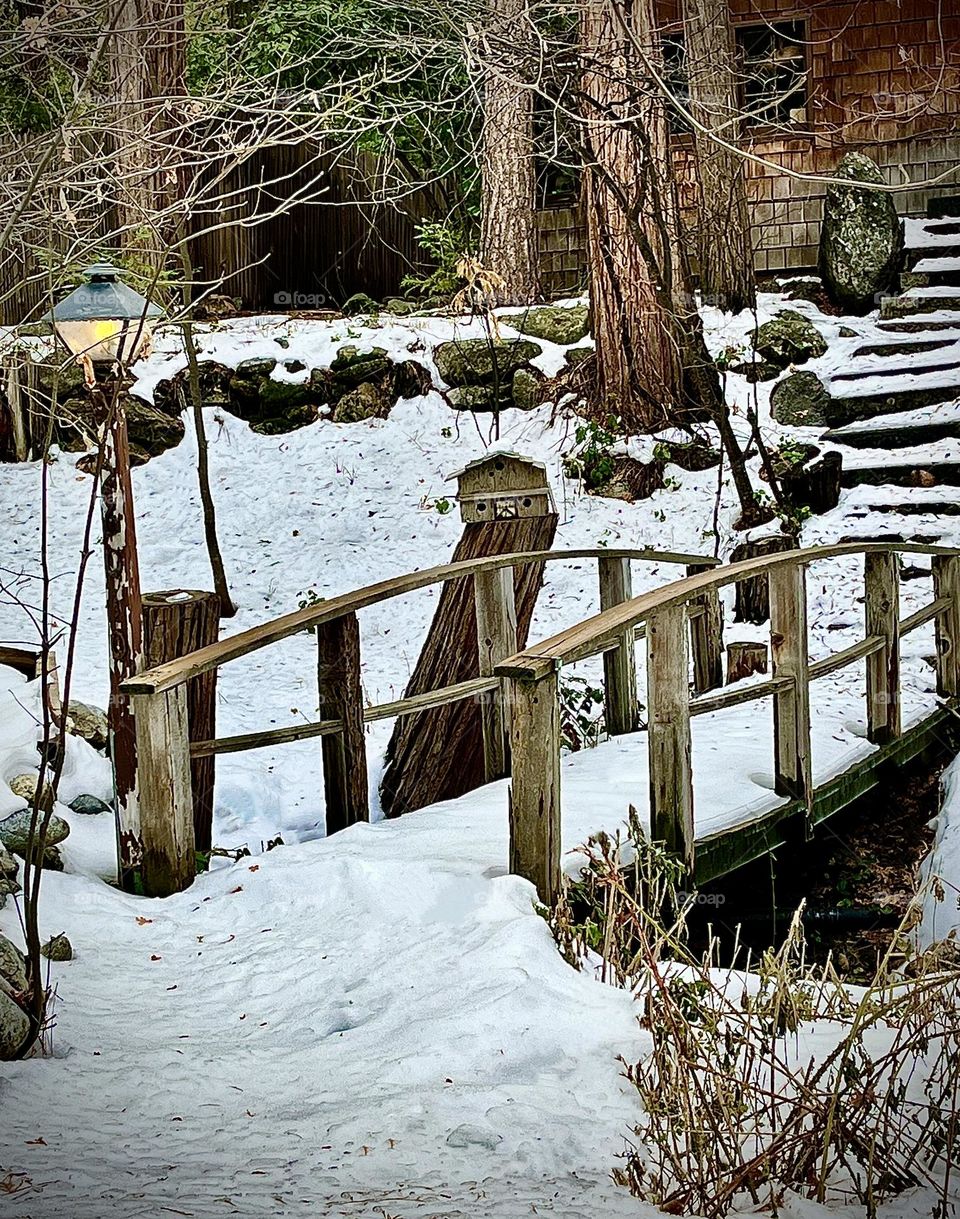 Snowy Bridge Winter Scene