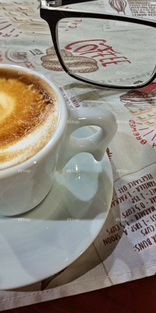 Coffee and glasses on the table