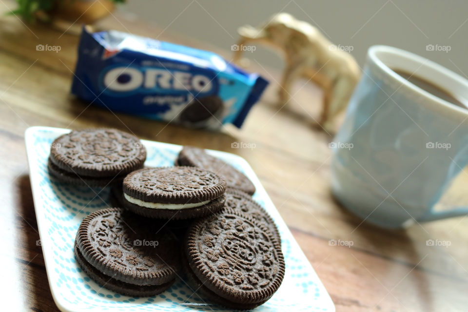 Oreo Snack with a cup of coffee