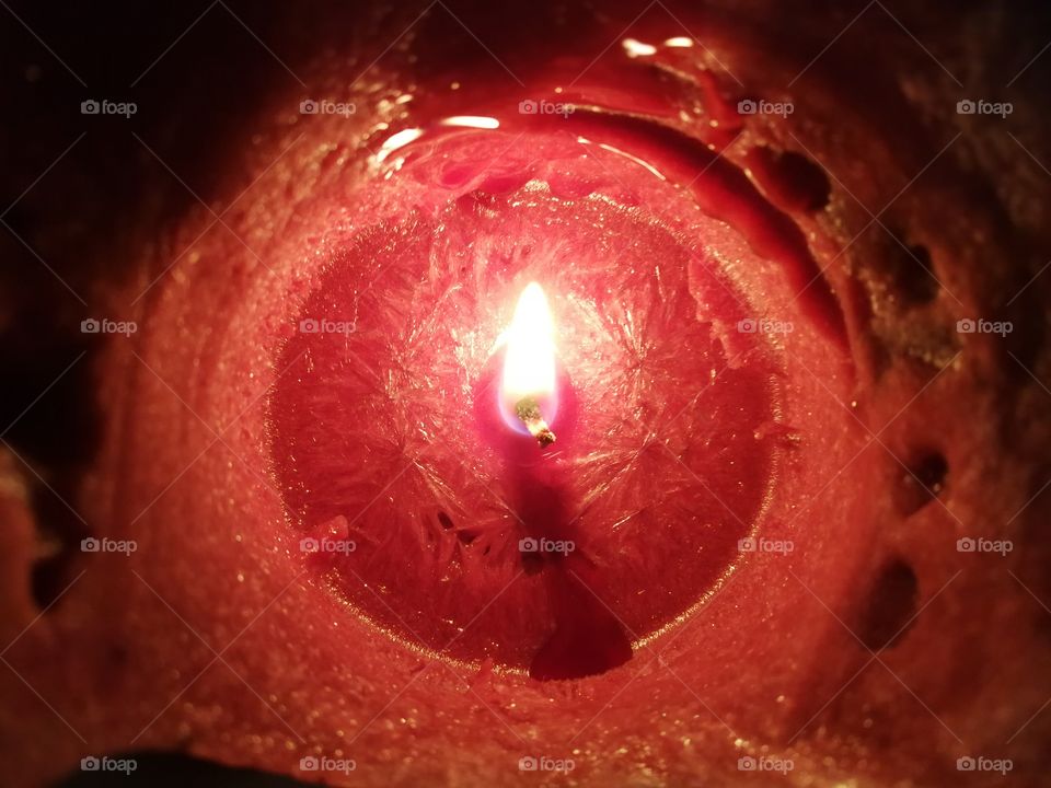 Unique perspective of a candle and wax