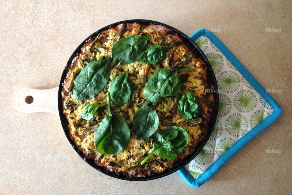 Tasty pie made with spinach