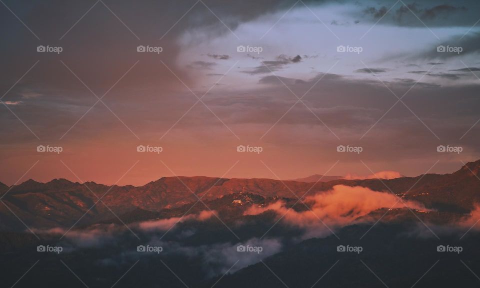 Light of dusk on the mountain ranges of Ukhrul, Manipur, India