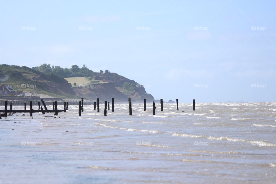 Leysdown beach . A HD tripod shot of leysdown beach and cliff side , enjoy 