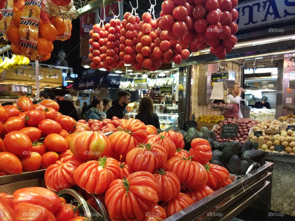 tomatoes at La Boqueria in Barcelona