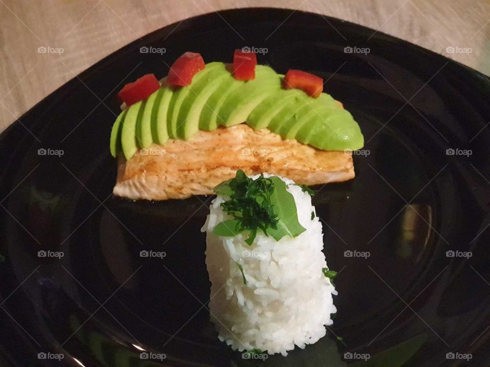 Dinner#meat#rice#avocado#yummy#decor