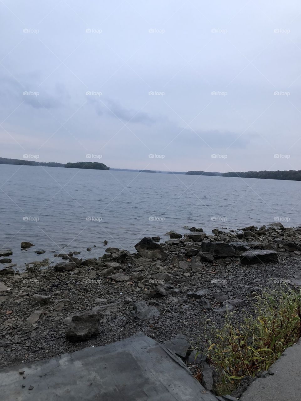 Rocky shore of the lake