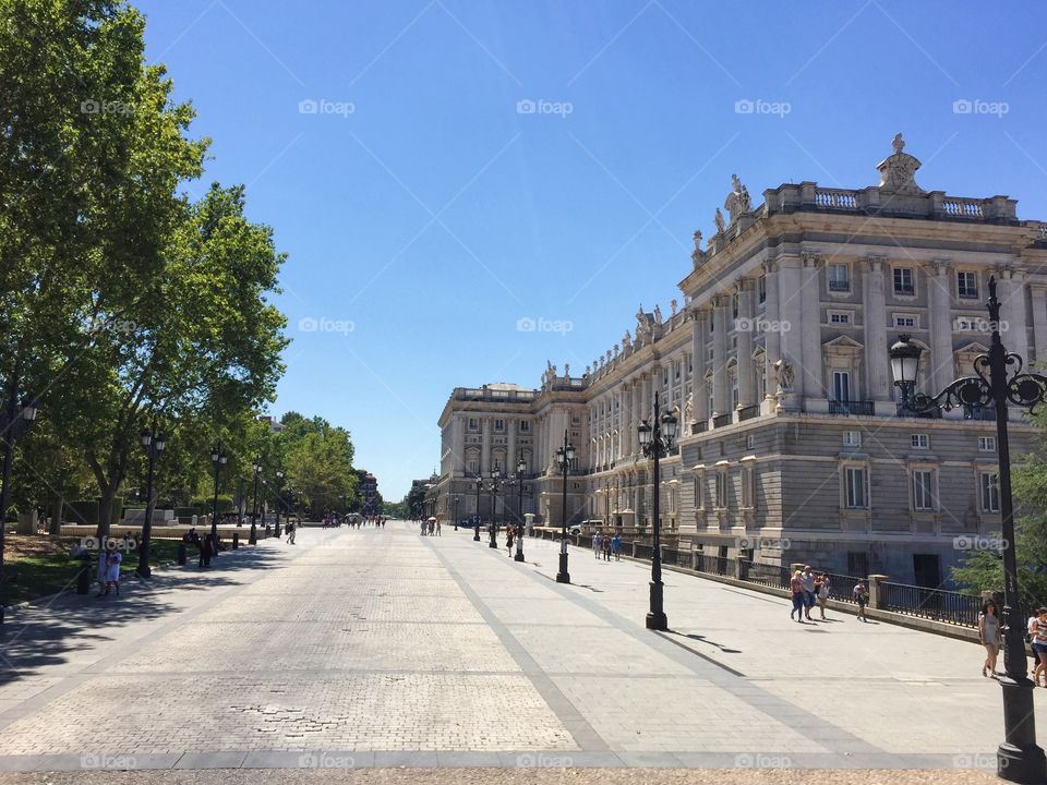 View over the Royal palace 
And the park in the opposite 
In Madrid, Spain 